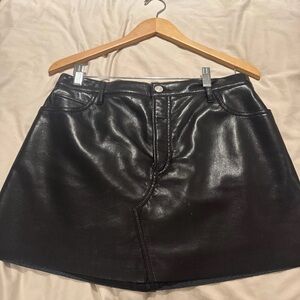 Frame Denim Black Faux Leather Mini Skirt